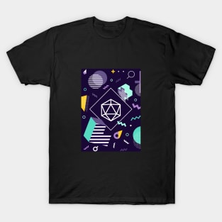 Polyhedral Dice Set Memphis Design Violet Teal Tabletop RPG T-Shirt